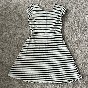 Black and white stripe cap sleeve a-line dress. Size large.